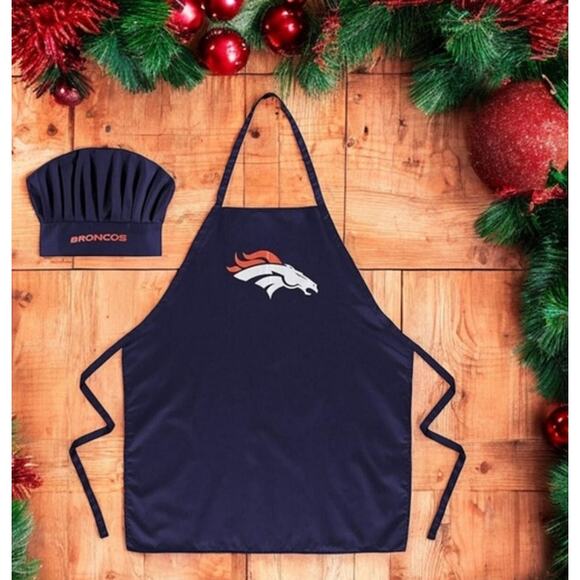 NFL Chef Apron 2pc Set Denver Broncos Football Cook Hat BBQ Father Dad GIft New! - Picture 3 of 9